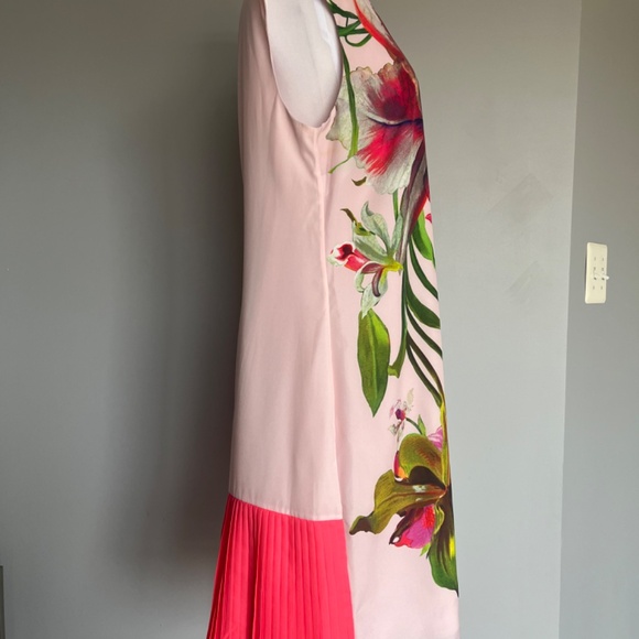 Ted Baker Ramonda Symmetrical Orchid Print Floral Leaves Tunic Dress Barbie Pink - Picture 9 of 15